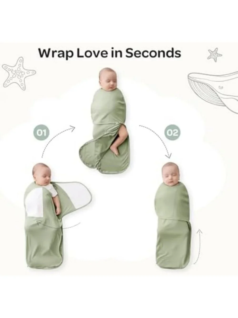 Cozy Newborn Swaddles with Quiet Fastener - Infant Sleep Sack 0-3 Months